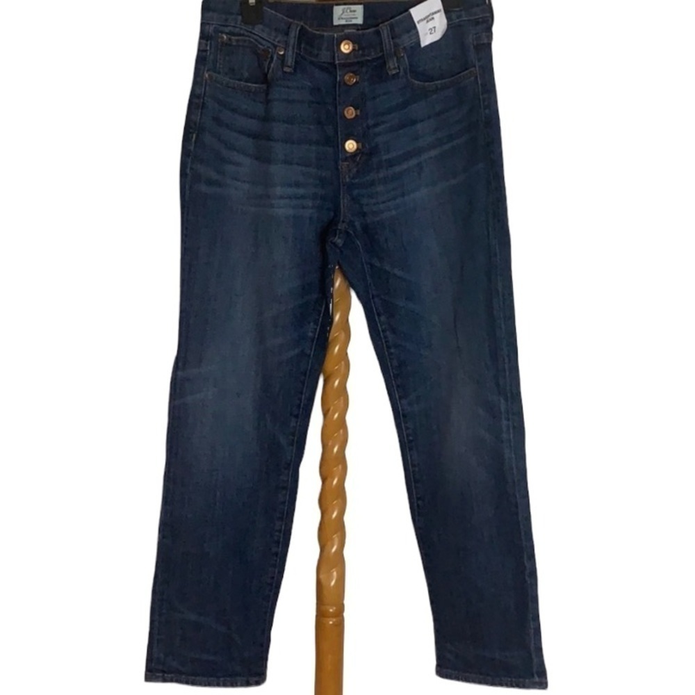 - NWT J.Crew Straightaway Blue Jean Bluff Wash Relaxed Fit Button Fly Crop - Picture 2 of 7
